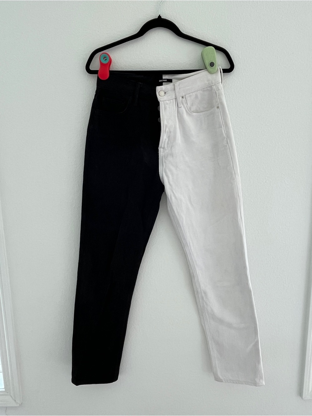 GRLFRND Two-Tone Black & White High-Rise Jeans